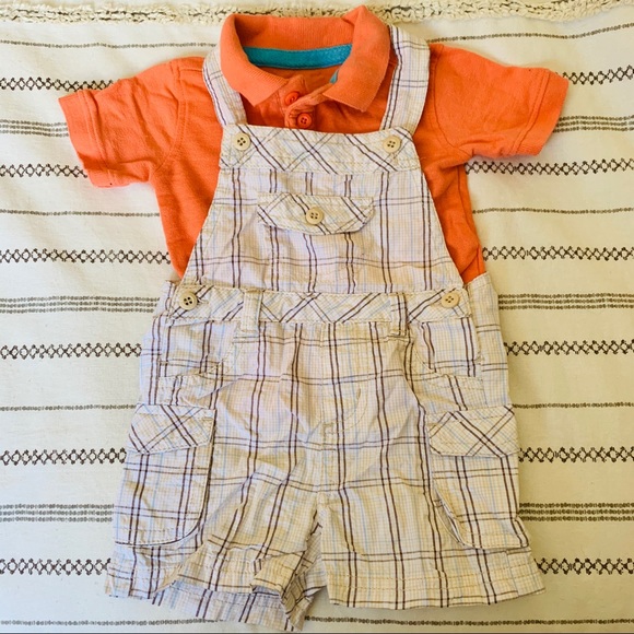 6-9m set overalls + polo